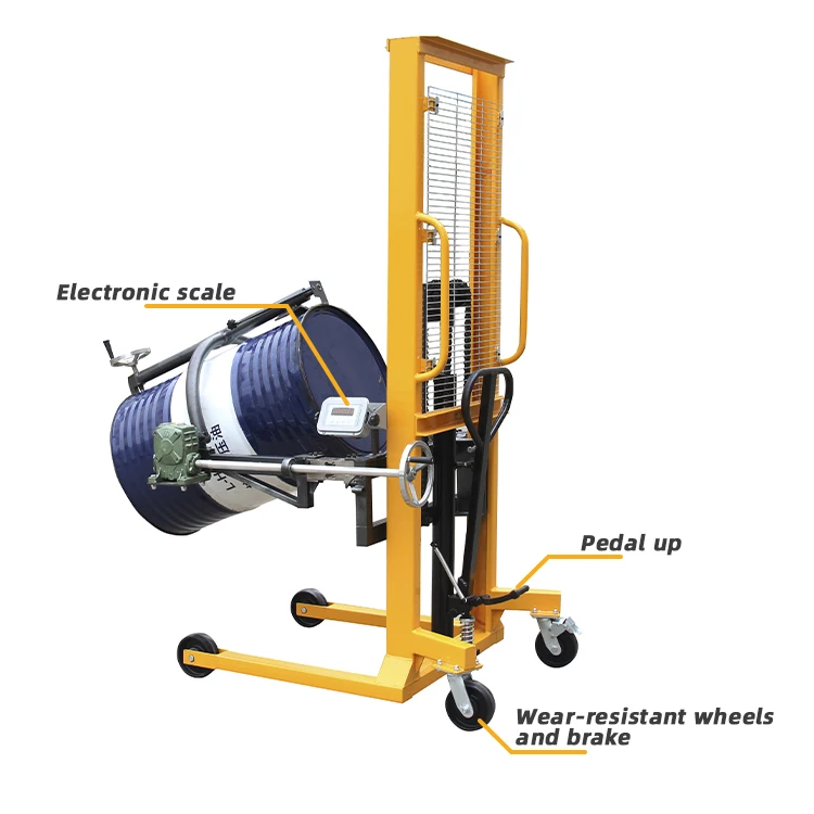 
mingfeng semi electronic oil drum truck for 55 gallon oil drum forklift with scale for warehouse for container 