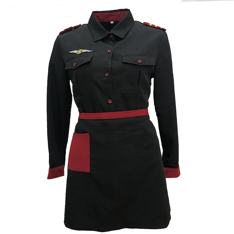 
High Quality 100% Polyester Twill Fabric Anti-Wrinkle Quick Dry Hotel Waitress Clothes Uniform 