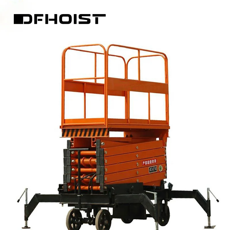 DFhoist 12m Mobile Hydraulic Ladder Scissor Lift Trolley Platform