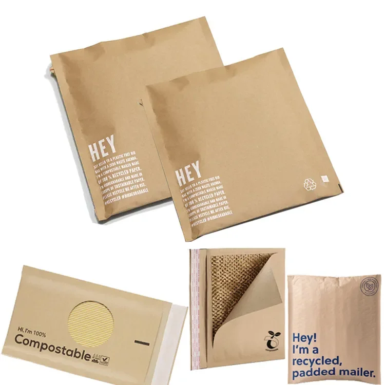 China Factory Wholesale Paper Polymailer Mailing Kraft Padded Envelopes Custom Logo Shipping Bags