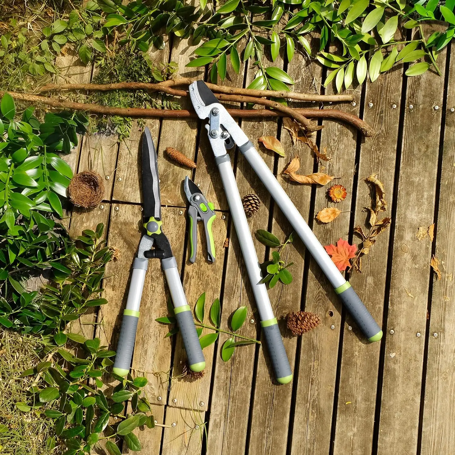 Custom pruning shears garden tools ergonomic grip 3pcs garden shears lopper set pruning shears multifunctional