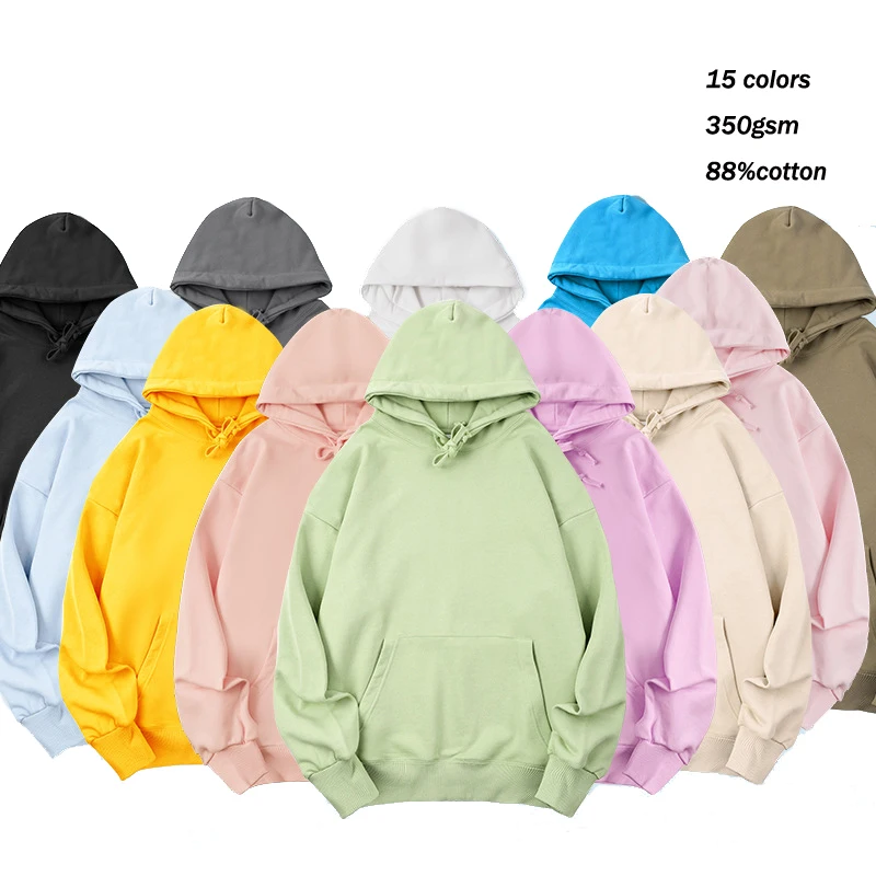 Donice 15 colors Mint Green Beige Cotton Blend 350gsm French Terry Unisex Pullover Blank Hoodies Heavyweight Oversized Hoodies