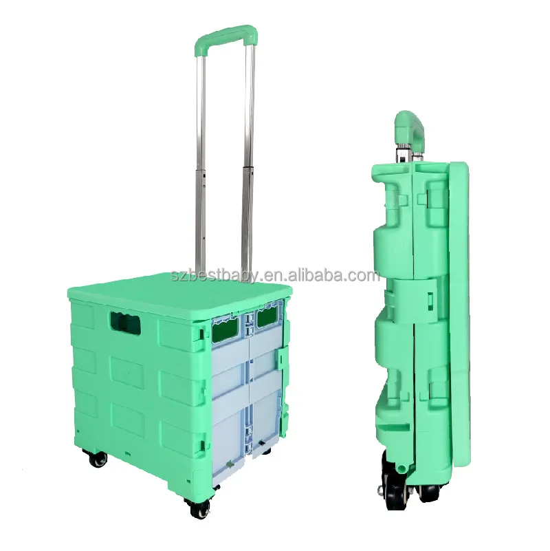 Large capacity 4 universal wheels multifunction plastic shopping supermarket trolley folding shop cart