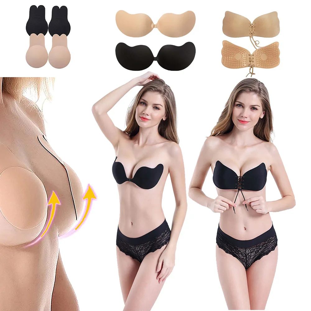 premium women invisible latex bra cupid pads invisible lifting bra for big breast