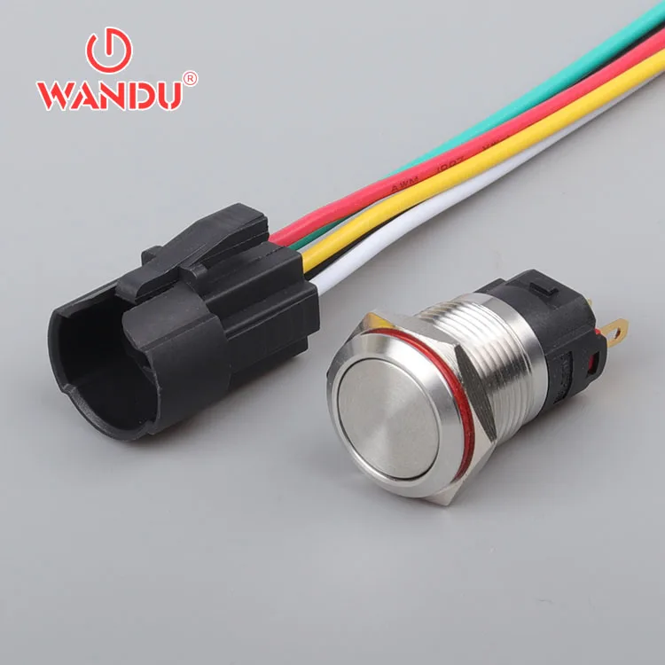 Кнопочный переключатель 16 мм, плоское кольцо без лампы, напряжение 3 а/5 А, 250 В переменного тока/постоянного тока