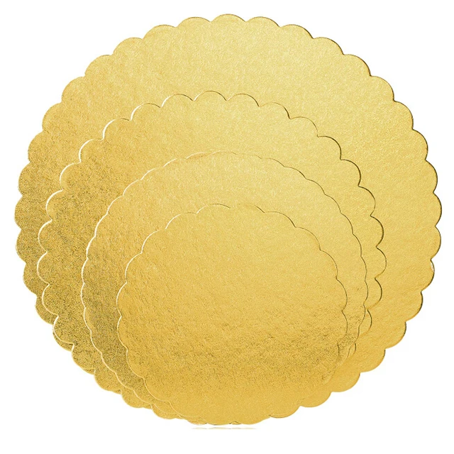 Compressed paper Sturdy Gold cake circle scalloped cake board