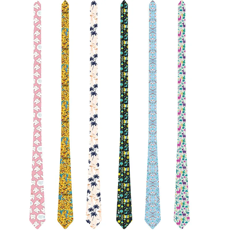 New Design Printed Custom Neckties Classic Polyester 8cm Flowers Men Tie Funny Ties For Formal Business Suit Party