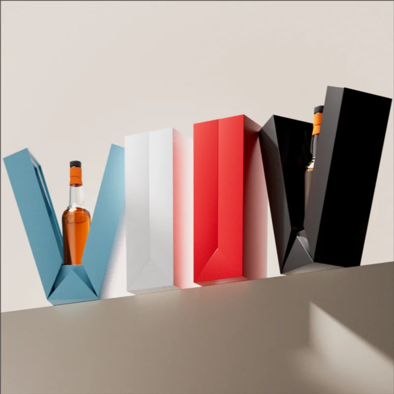 New Style Double Door Magnetic Closure Wine Gift Box Wine Bottle Shipping Boxes with Sponge Lining Beverage Elegant Packaging