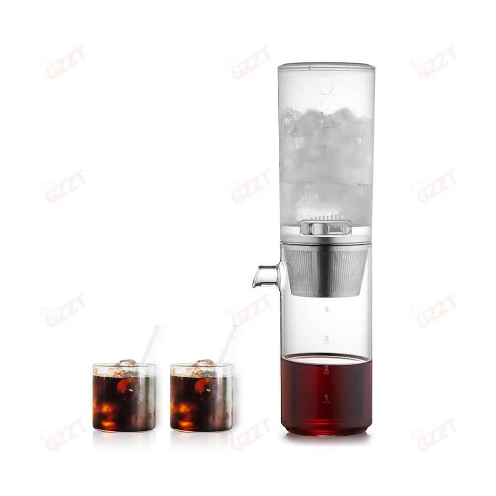 Portable Borosilicate Glass Ice Coffee Dripper Iced Drip Cold Brew Coffee Filter Pot Speed Adjustable Cold Brew Coffee Maker