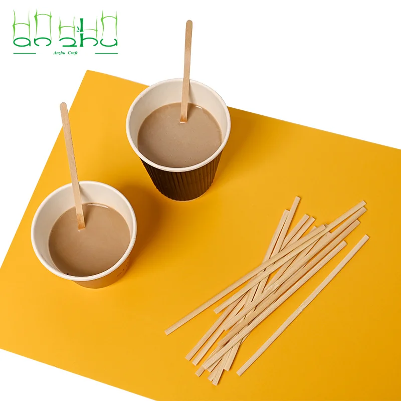 Custom Logo Wooden Stir Sticks Biodegradable Cafe Grade Natural Bamboo Coffee Stir Sticks for Cocktails Tea