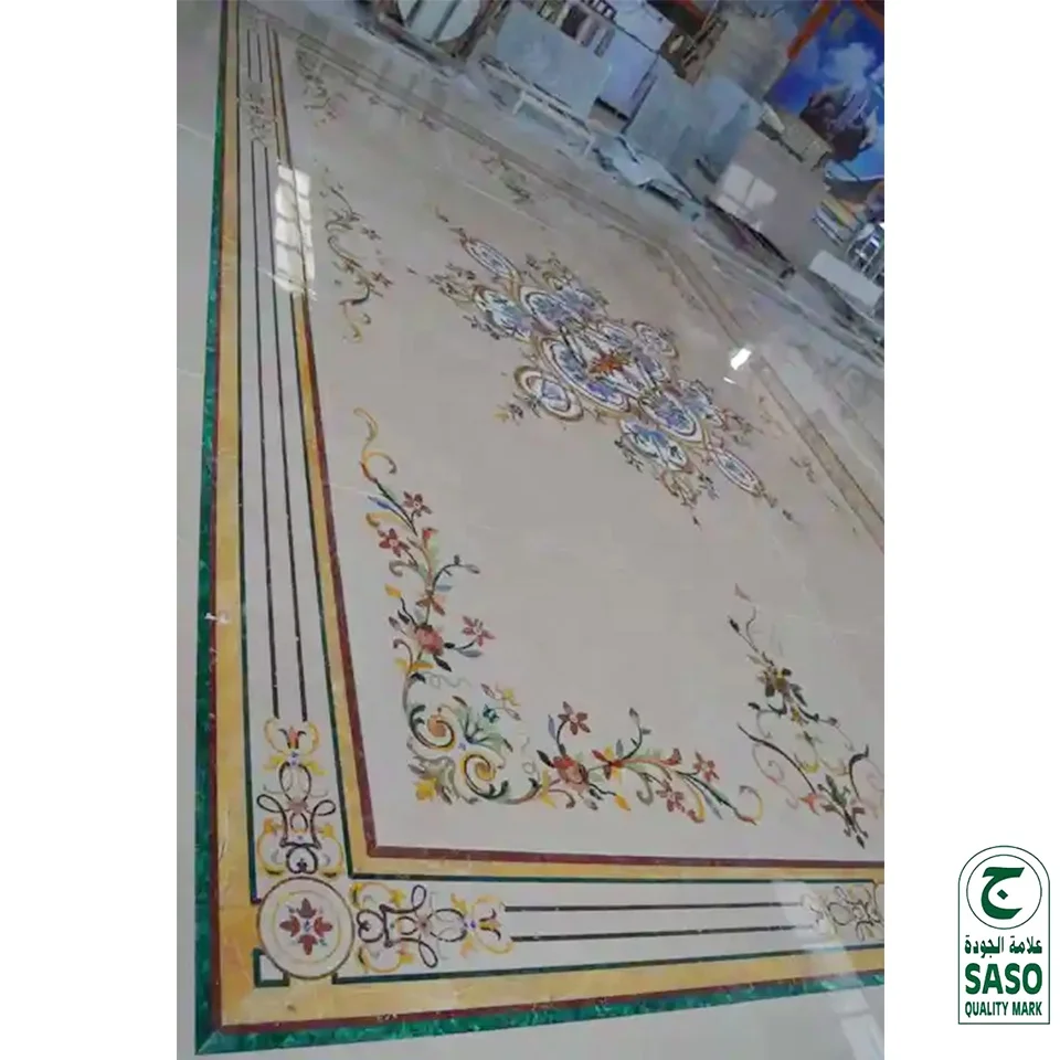 GUCI customize pattern waterjet marble medallion floor luxury elegant carpet plate idea