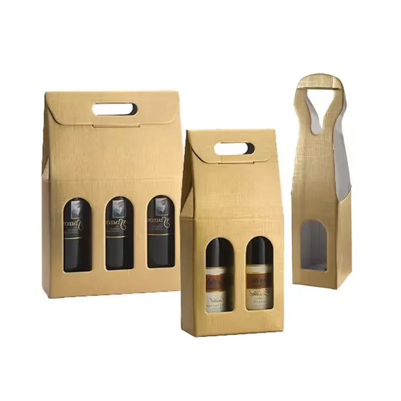 Wholesale Custom Logo Red Wine Bottle Gift Cardboard Shipping Corrugated Paper Boxes Wine Packaging Box With Window
