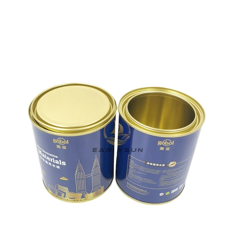 Factory Direct Sale 1l 1Gallon 1 Liter Small Round Metal Tin With Easy Open Lids