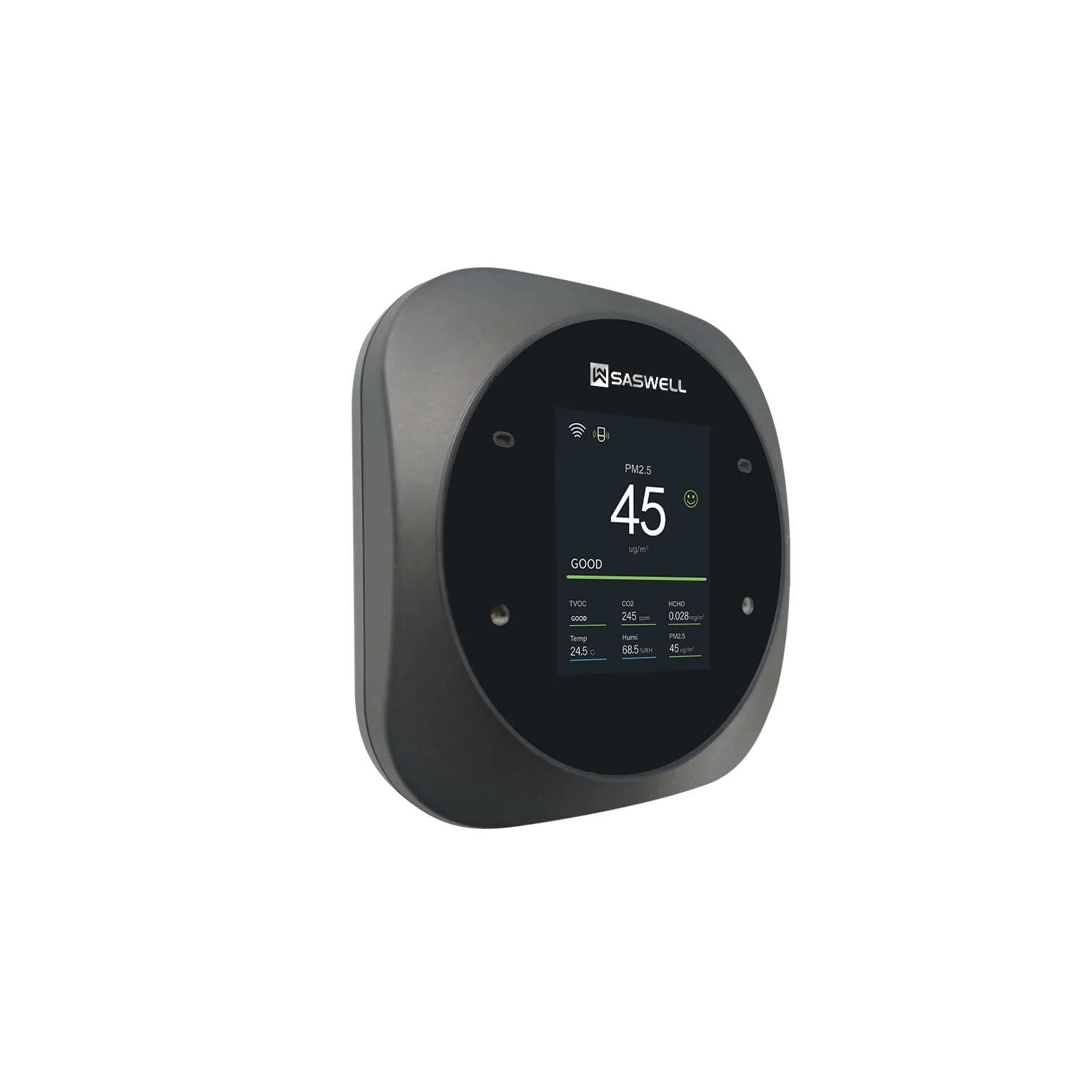 WIFI TUYA Smart big Screen Black Version with  RS485 Modbus Wall Mounted 5 in1 Air Quality Monitor