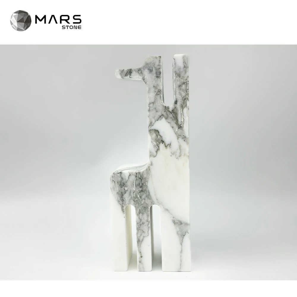 Chinese Factory Arabescato Marble Bookend White Bookshelf Natural Stone Book Ends Marble Gifts Home Decor