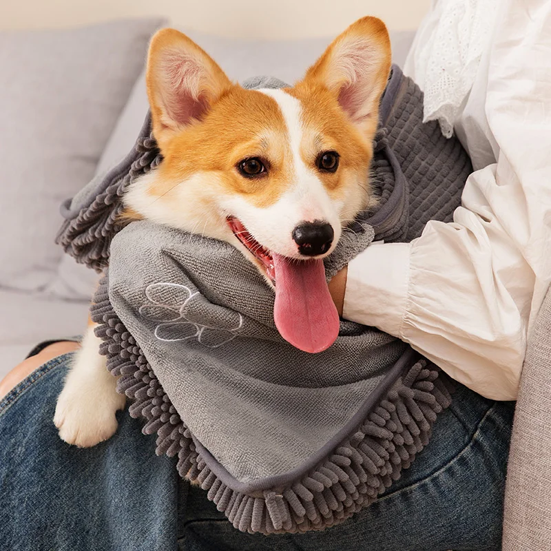 BOOMJOY Wholesale Bath Pet Bath Towel Washable Quick Dry Absorbent Embroidered Print Microfiber Dog Drying Towel