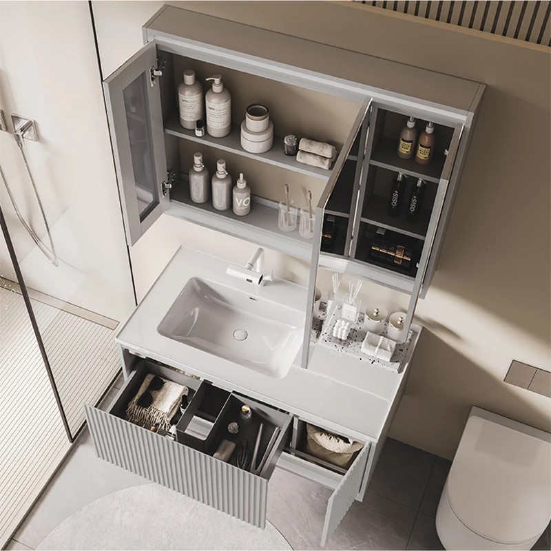 Wholesale Customized Size Hot Style Bathroom Cabinet Premium Vanity in Stock Bathroom Vanity With Sink and Mirror Set