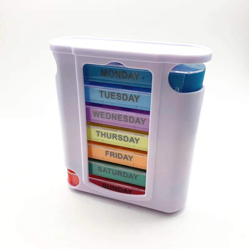 
HTDP2816 2018 China Supplier Promotion Wholesales Hinge Pill Box 28 Cases Monthly Travel Pill Box 