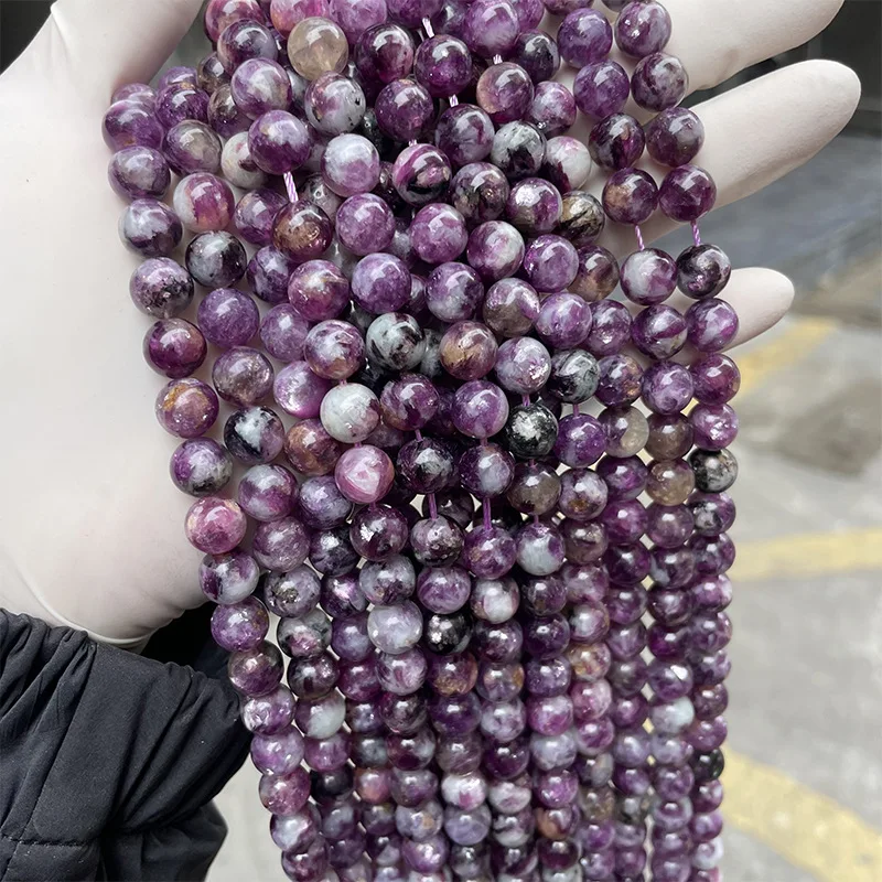 Wholesale Purple Emerald Crystal Loose Beads Gemstone Round Beads Natural Stone Purple Quartz Stones for DIY Jewelry Making