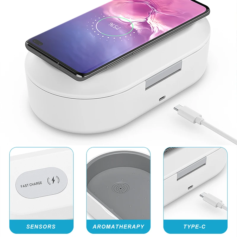 
15W Wireless Fast Charger Car Phone Holder UVC Ultraviolet Disinfection Lamps Ozone Filling Mobile Phone Disinfection Box 
