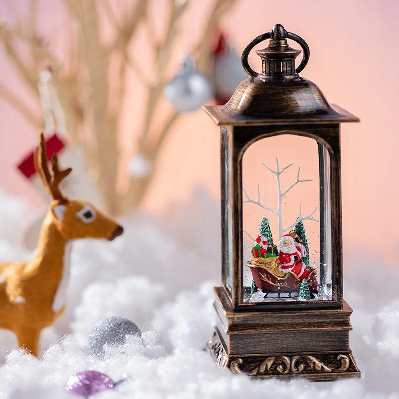 Factory Wholesale Christmas Decoration Plastic Snow Globe Small Water Lantern For Festival Gifts
