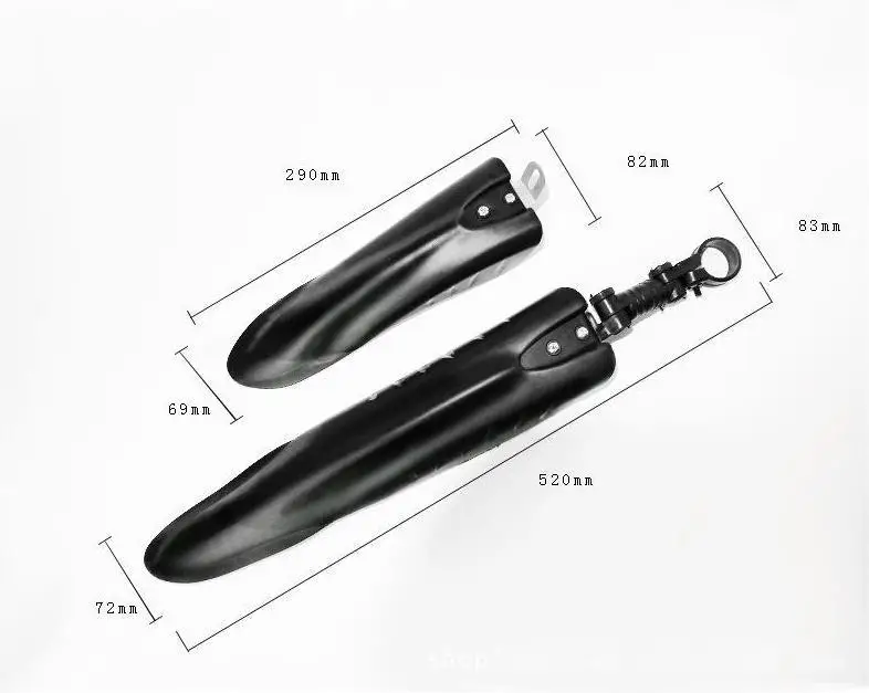 Black Plastic BMX Mountain Bike Fenders with Waterproof Fish-Tail Wing Type Gearbox Mud Tile Cover