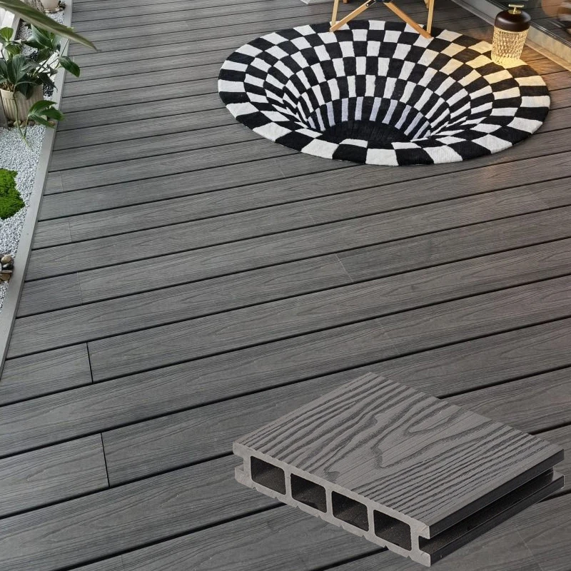 140mm Width PE Co-extrusion Corrosion Resistant Hard Wearing Wood Deck WPC Floor Decking For Exterior Floor Decoration