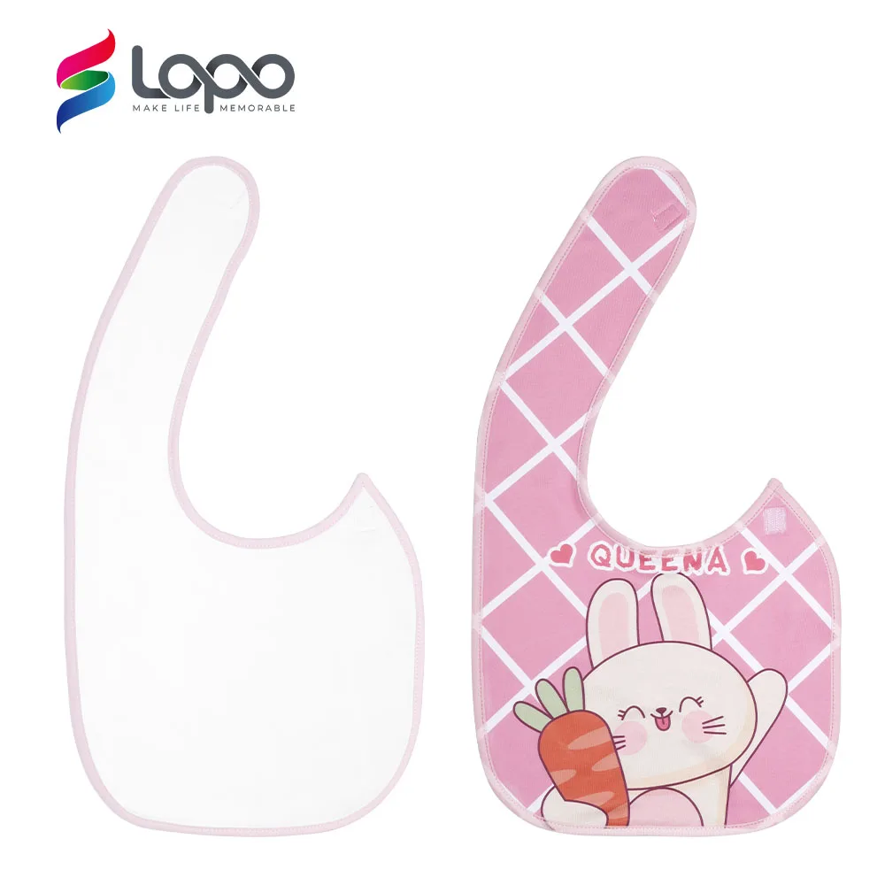 Wholesale Eco Friendly Soft Dual Layer White Pink Blue Washable Reusable Blank Baby Bib For Dye Sublimation Printing