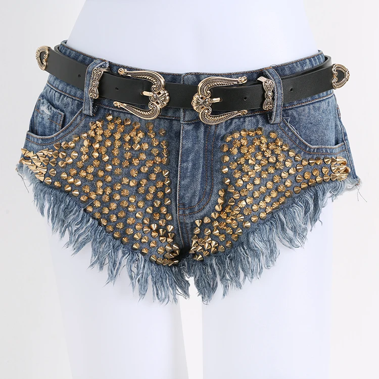 Hand-made Colored Denim Rivet Crop Top Bustier Push Up Tank Tops Women Sexy Vest for Night Club Part