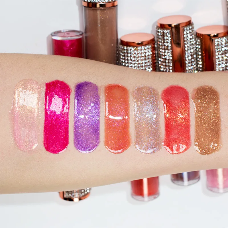 
Wholesale Luxury Smooth Crystal Liquid Lipstick Vegan Shiny Lip Gloss Make Your Own Lipgloss With Diamond Top Print Private Logo 