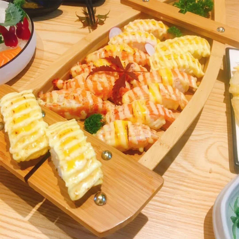 Factory Cheap Price Healthy Japanese Wooden Food Sushi Wooden Boat