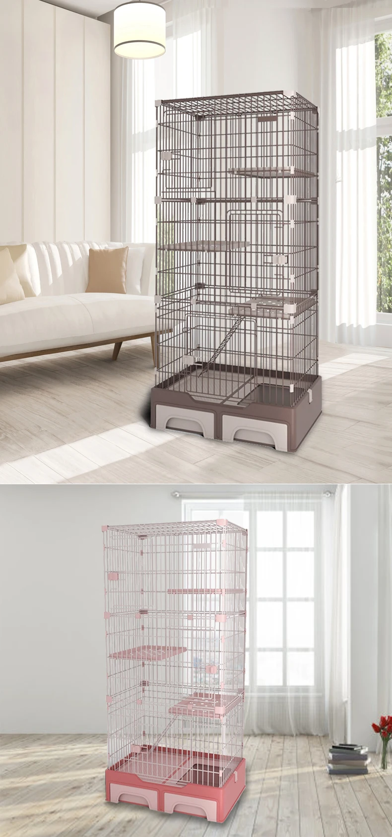 Stainless Steel New 3 Layer Pet Supplies Cage Condo Indoor Cat Enclosure House Big Large Rabbit