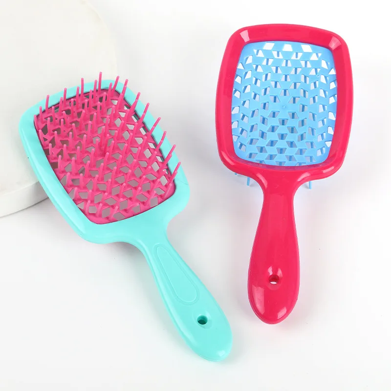 FX-HT49 Salon Styling Hair Comb Wide Teeth Nylon Bristle Custom Logo Round Edge Massage Detangling Plastic Curly Hair Home Use