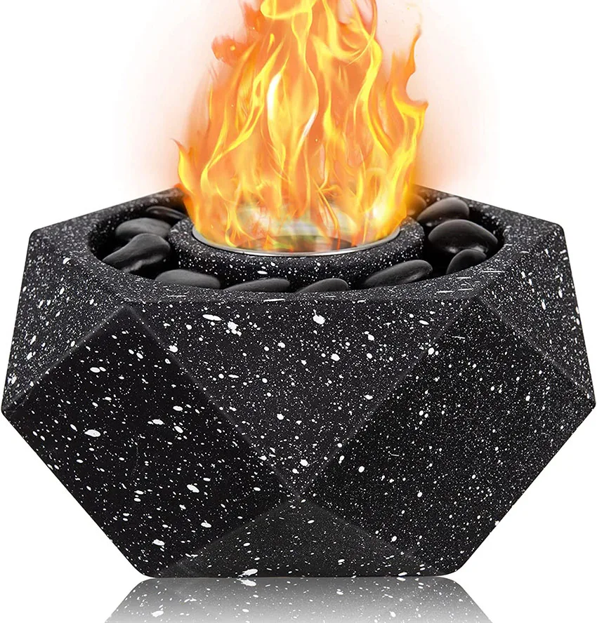 Support DDP Price Free Shipping Buy Mini Glass Camping Grill Burning Tabletop Table Big Fire Pit with Mosaic Pattern