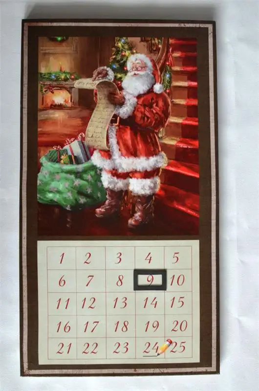 XMAS Light Up Countdown Calendar Creative Santa Claus Canvas Art Prints With LED Lights