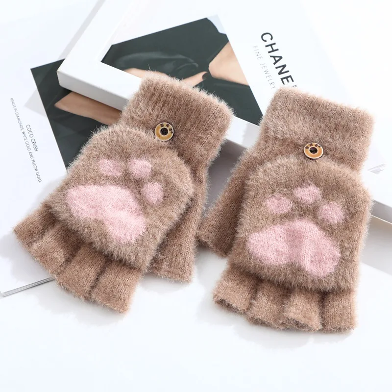 Custom Flip Open Finger Mittens Winter Warm Mittens Student Writing Riding Mittens