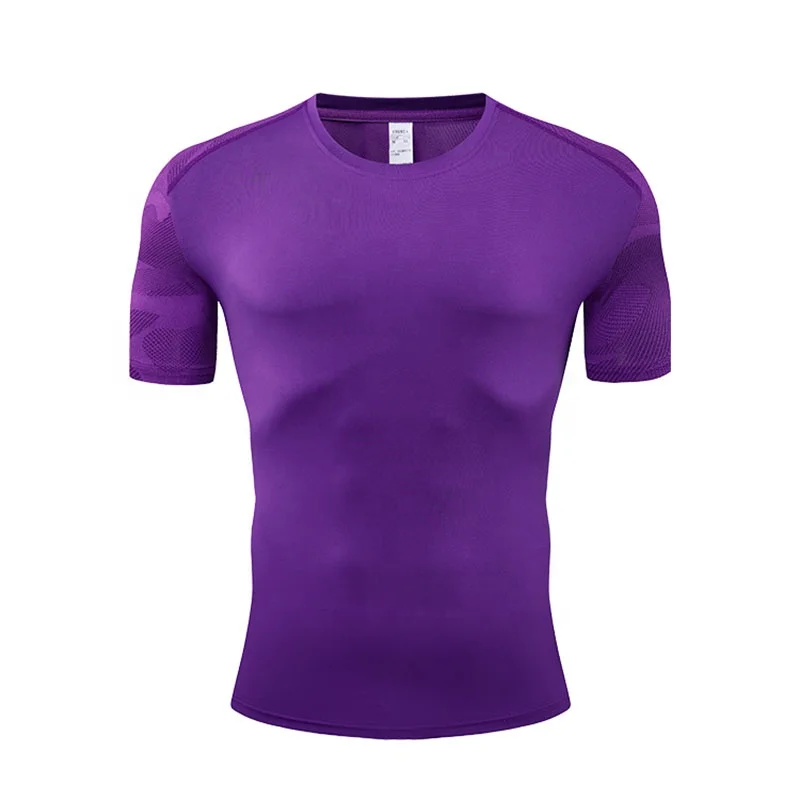 Gym Jogging Sports Shirts O-neck Breathable Quick-dry Workout Jersey Slim Fit Compression Men Hiking Running T-Shirts
