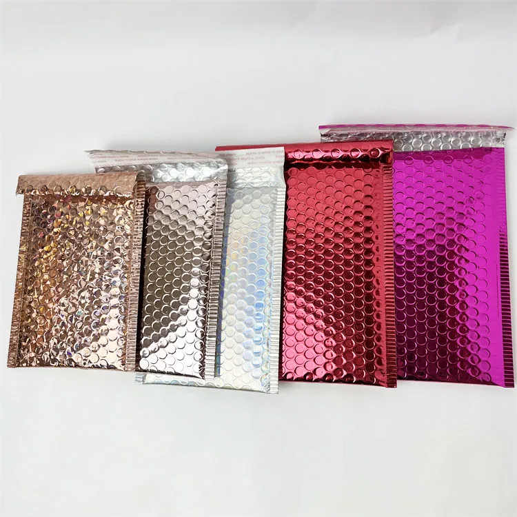 Black Metallic Foil Bubble Pack Custom Logo Printed Metallic Bubble Envelope Express Wrap Mailing Bag