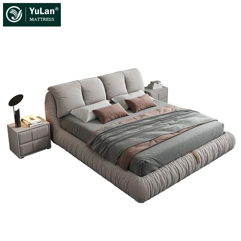 Luxury Double Queen King Size Bed Frame Modern Bedroom Sets Furniture Wooden Bed with Storage