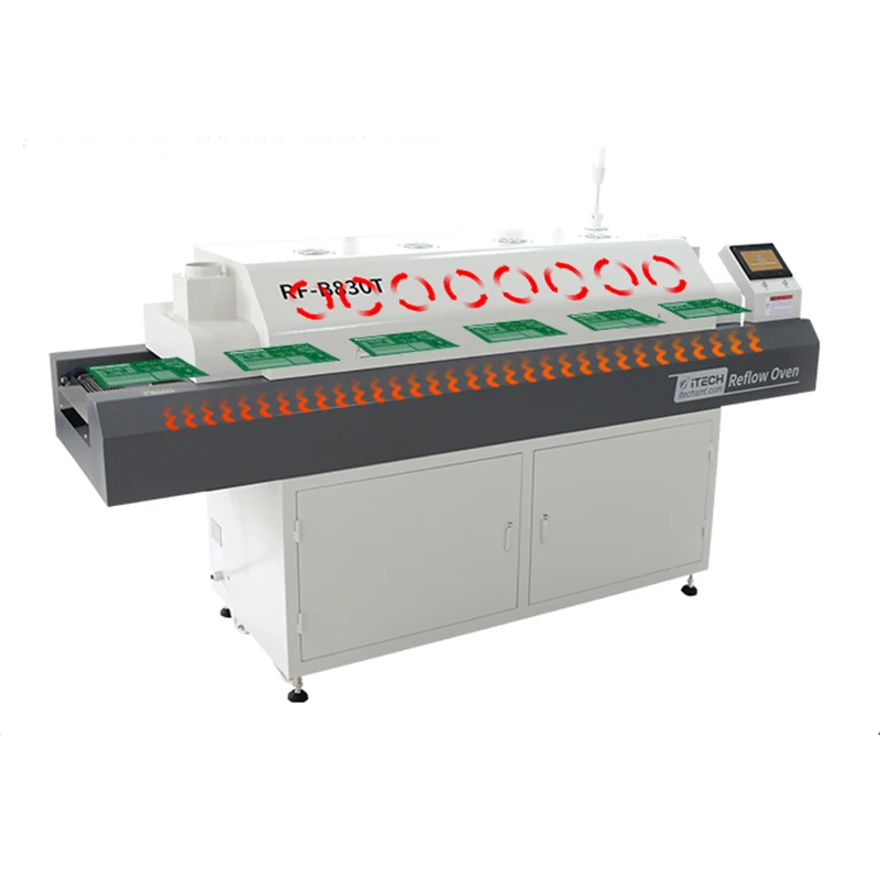 Pcb Equipment RF-B830T Reflow Oven Soldering Machine 11KW 8 Warm Zones Hot Plate Reflow Solders 350*300mm solder reflow oven