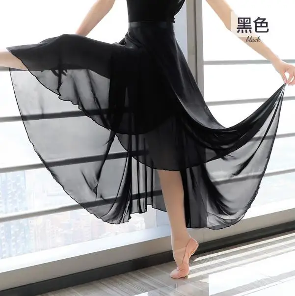 New 100% Polyester/Chiffon Elastic Waistband Ballet Dance Skirts for Adults Long Chiffon Ballet Skirts