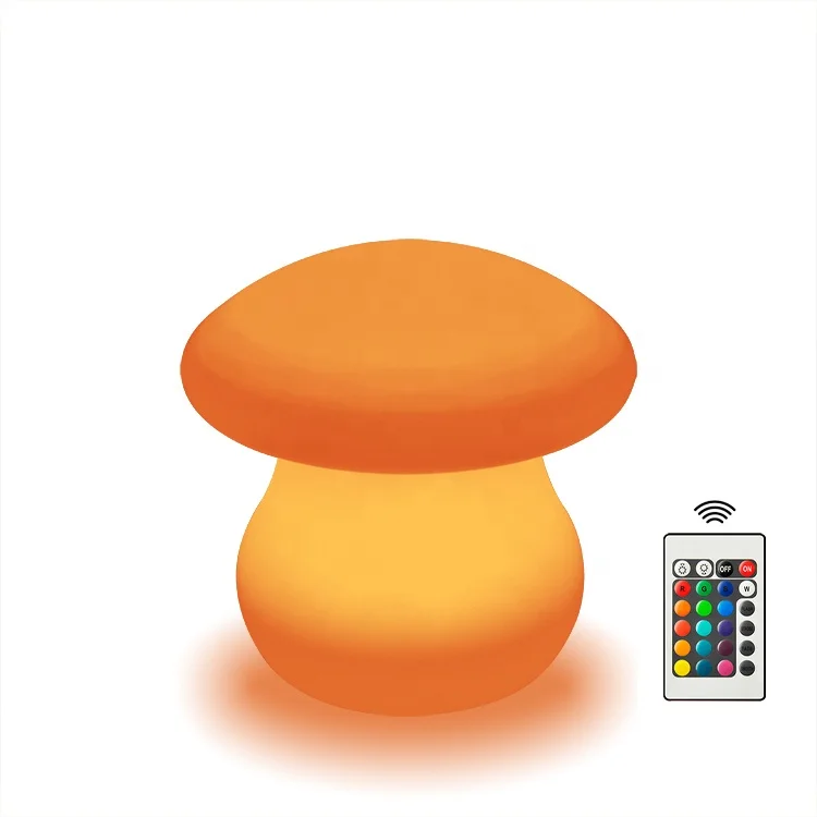 Mushroom shape battery operated night light portable indoor desk lamp cordless LED table lamp outdoor waterproof lamp