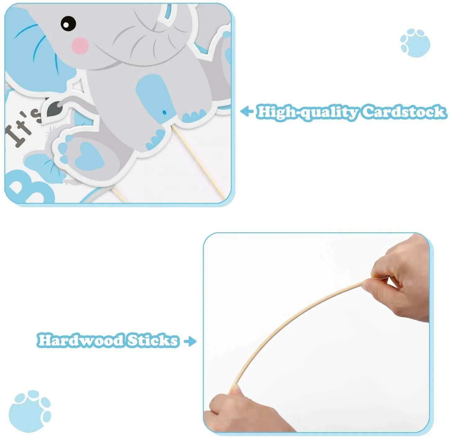 
Stone Blue Elephant Centerpiece Sticks DIY Table Decorations Blue Little Peanut Cutouts for Blue Elephant Theme Baby Shower 