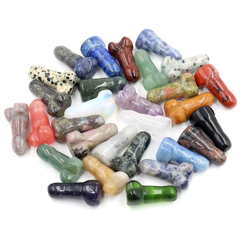 Wholesale natural hand made carved healing stones crystal dildo small crystal penis for decoration