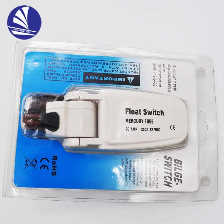 Bilge Pump Float Switch 12V 24V 32V Ignition Protected Mercury, White