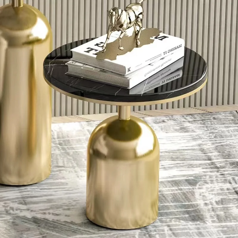 wholesale marble coffee table round High quality movable gold side table circular coffee shop marble top side table