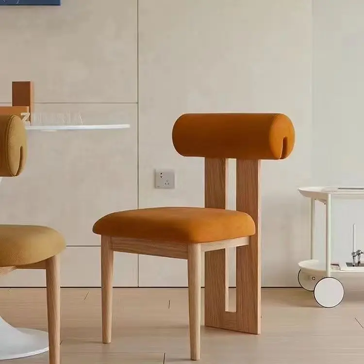 Nordic simple hippo chair creative net red makeup chair home solid wood back dining chair leisure soft bag