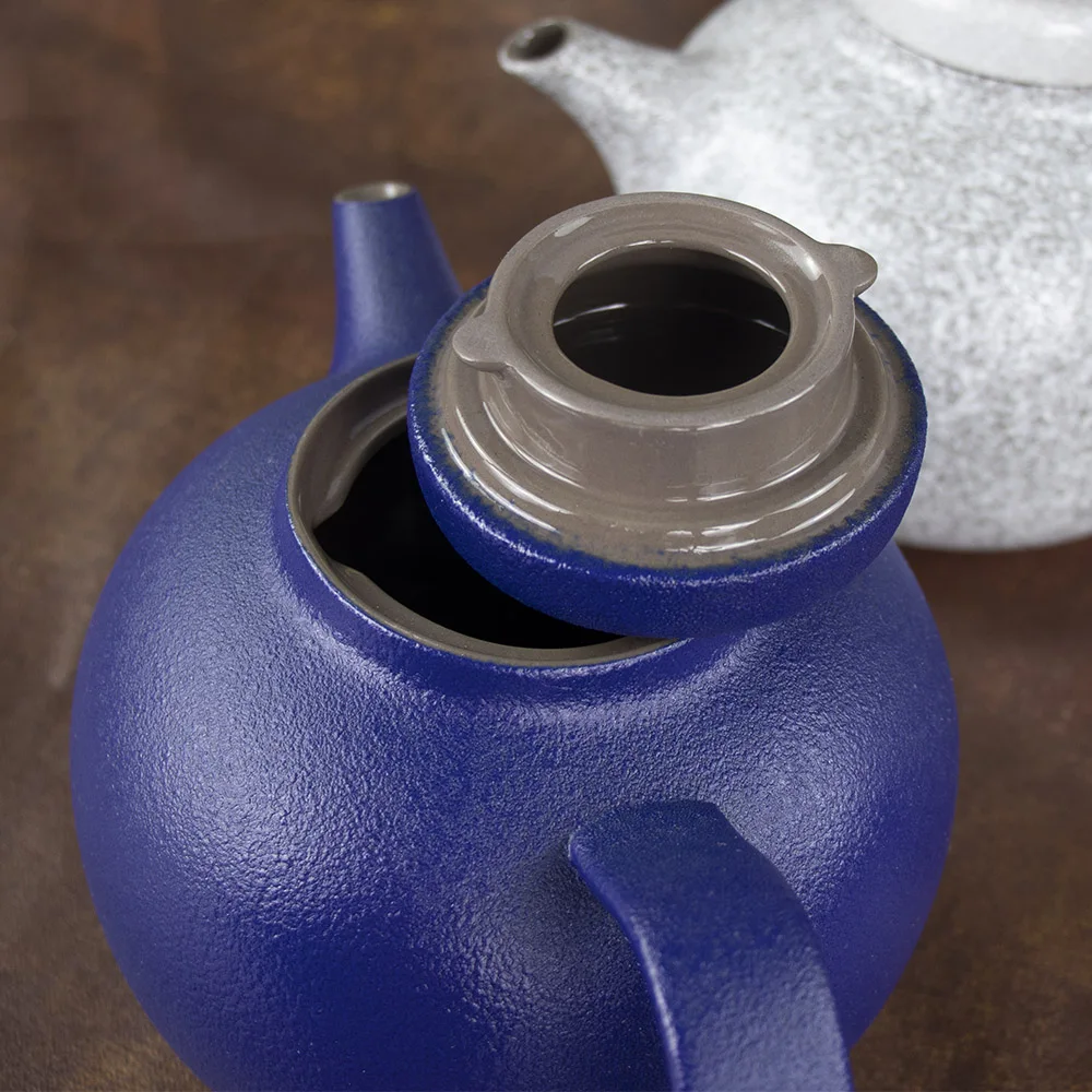 1100Cc High Fired Teapot Blue Green Rustic Tea Pot Ceramic Porcelain Teapot