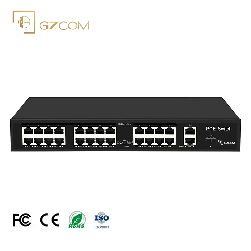 OEM Заводской порт 24*10/100 м PoE с 2 гигабитными портами Ethernet Uplink коммутатор 24 порта для IP-Камеры