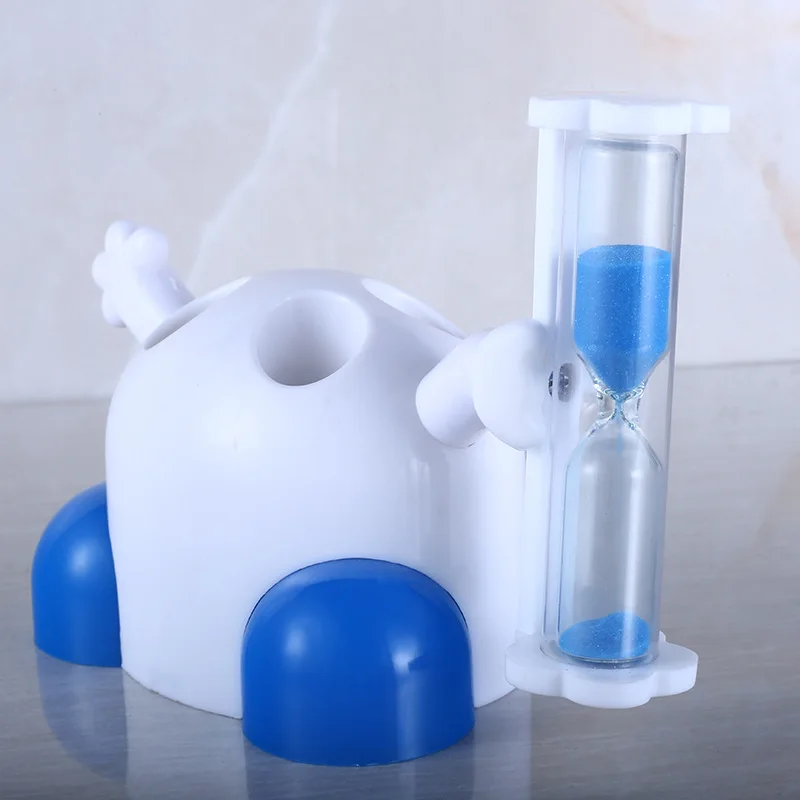 Kids 3 Minutes Hourglass 2 Holes Toothbrush Holder Sand Timer